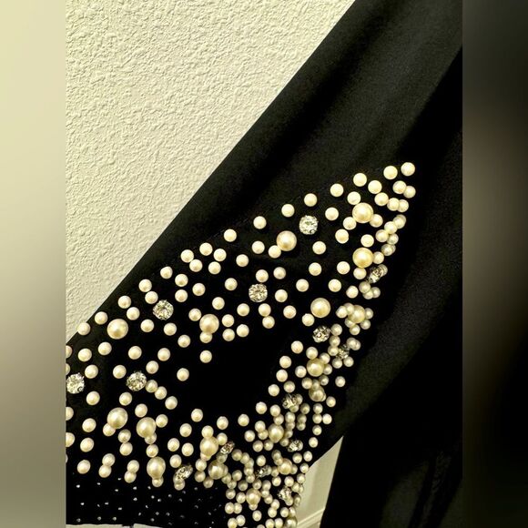 Elegant Black Dress with Pearl Accents DARKWIN made in Turkey - Picture 7 of 8